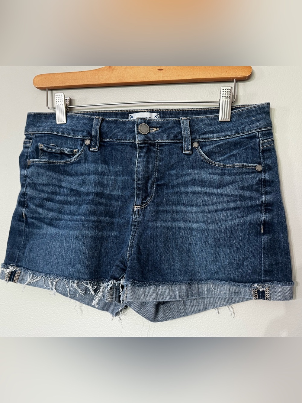 Paige Jimmy Jimmy Distressed Denim Cuffed Shorts Size 27 Festival Frayed Jort